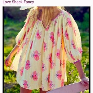 Loveshackfancy Yellow floral tunic Medium